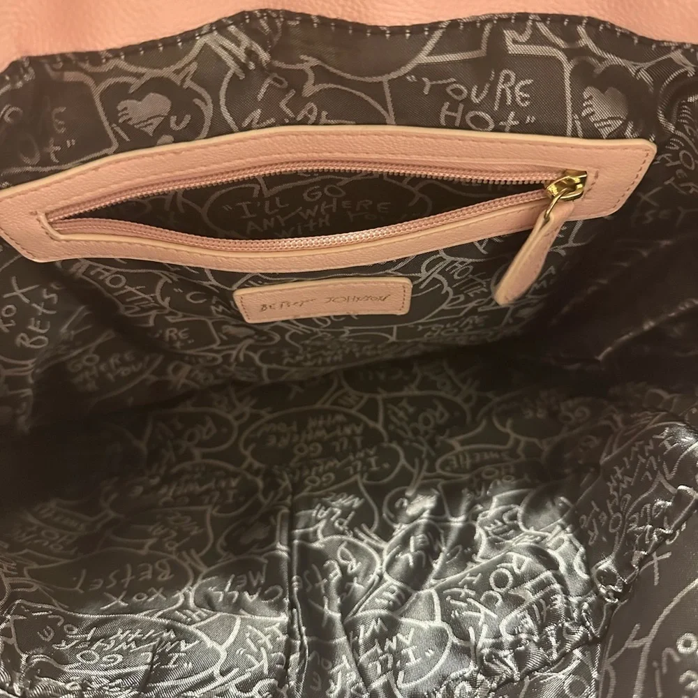 Betsey Johnson Roll Out Diaper Bag. Blush Pink & Black